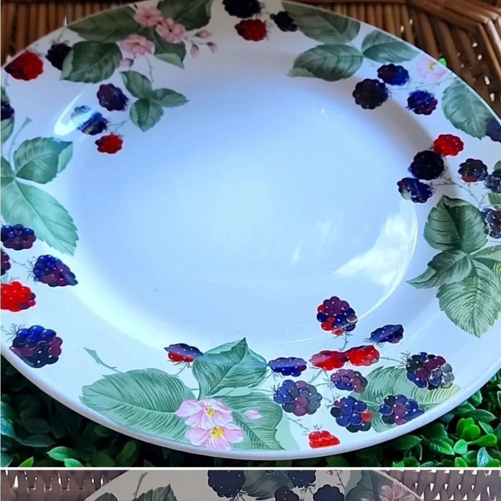 Vintage Stoneware Berries Dinner Plate Cottage Core Farhouse Chic